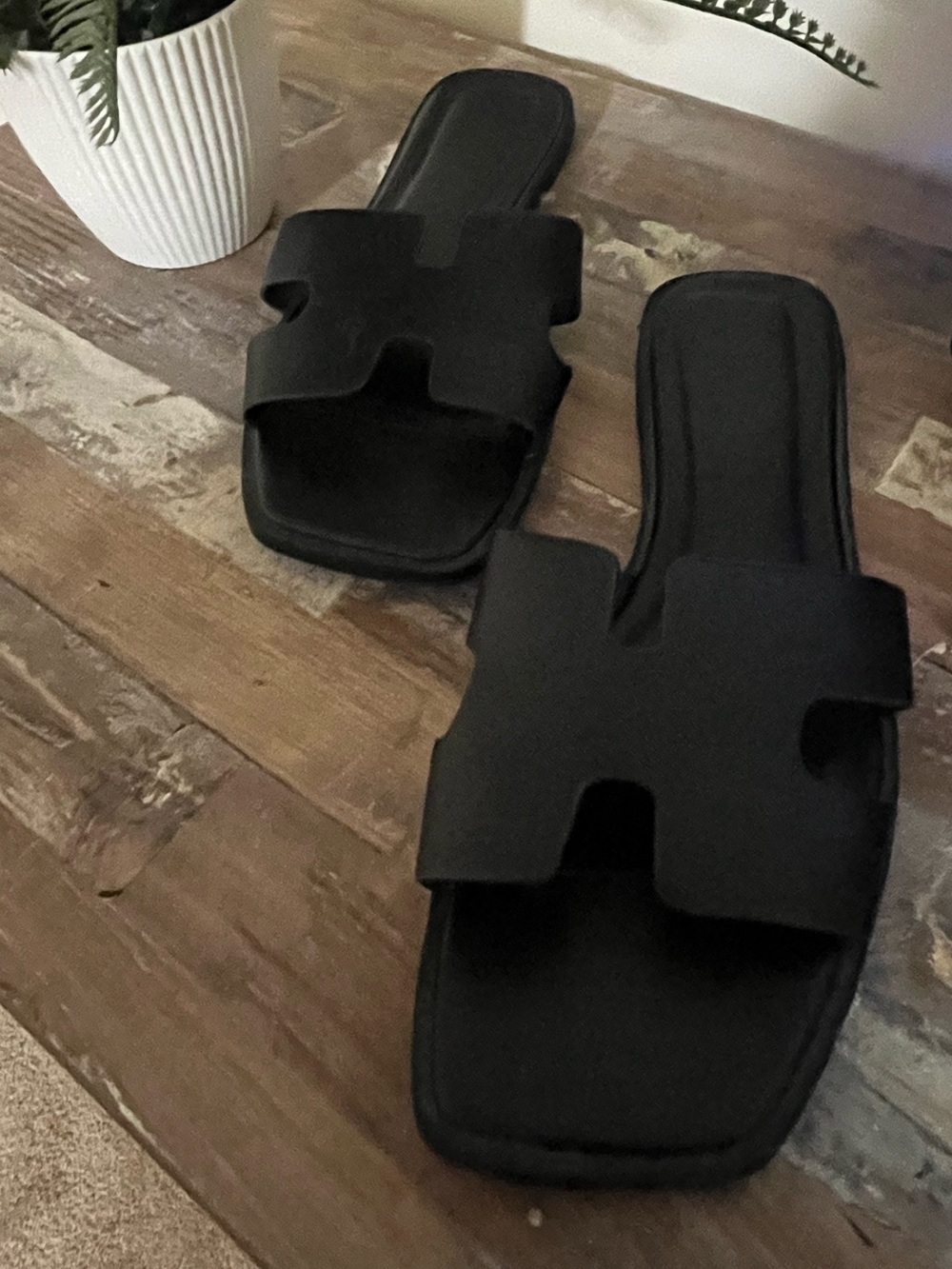 Soda Black Slide Mules with H-Cut Upper